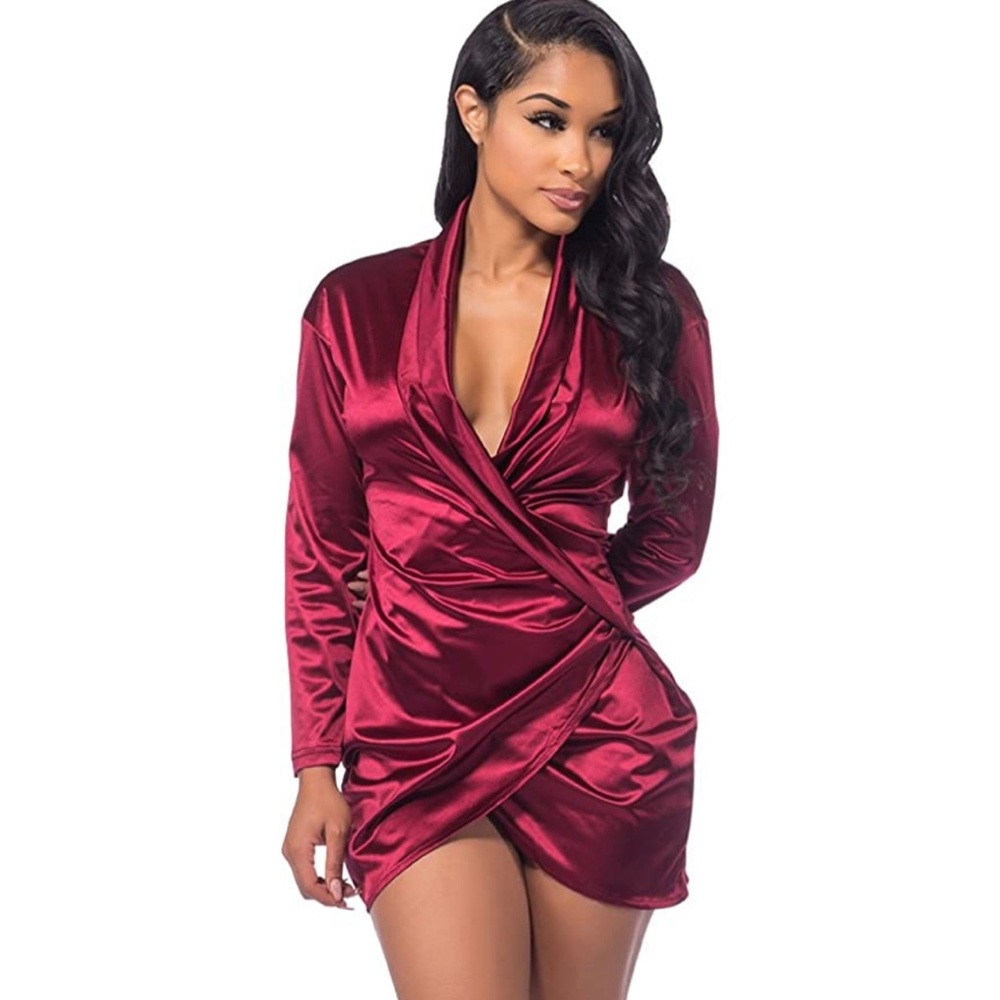 Satin wrap dress
